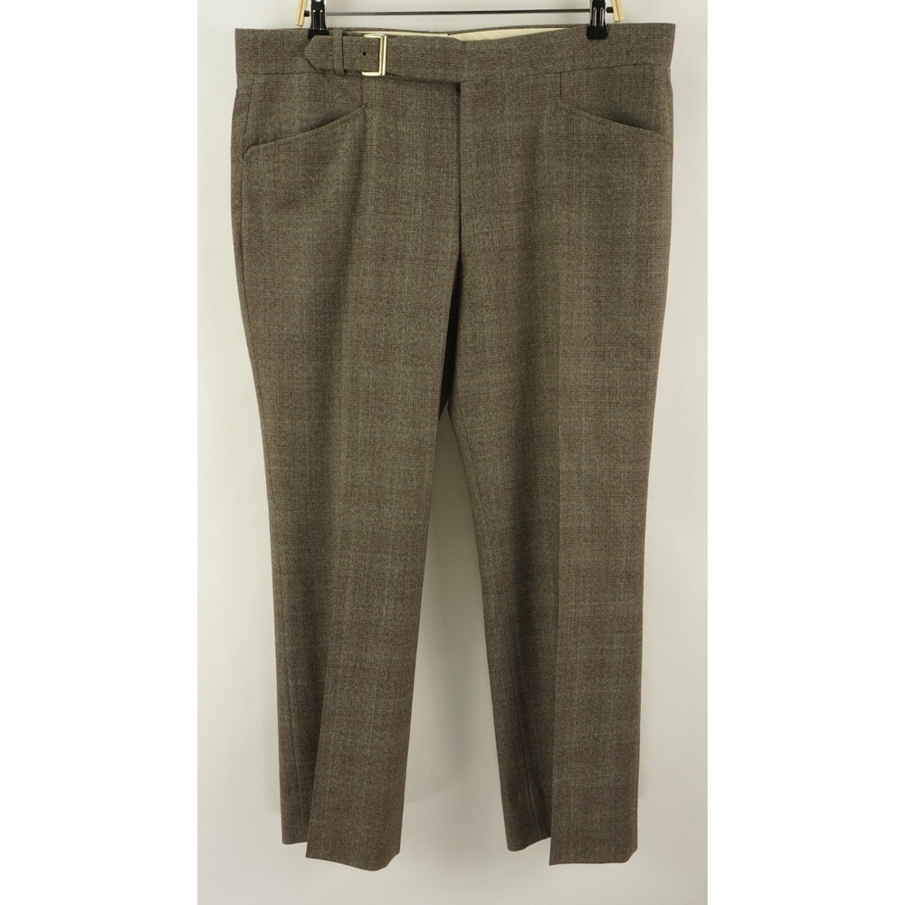 Vintage 1950s 1960s Self Belted Rockabilly Brown Windowpane Wool Mens 39‎ x 30